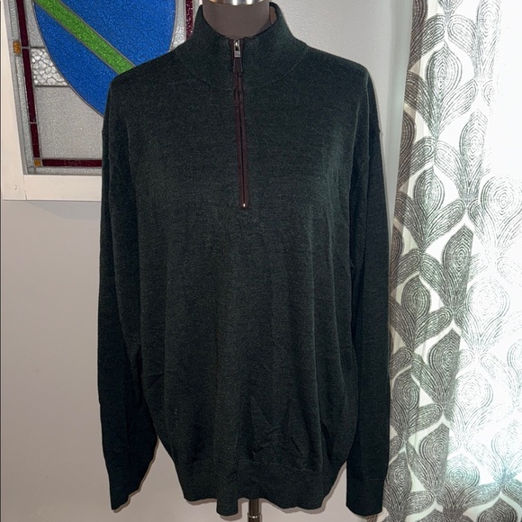 Orvis 100% Merino Wool Quarter Zip Sweater SZ Large - Picture 1 of 8